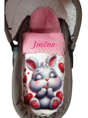 Minky deka s vyšitým menom zamilovaný králíček