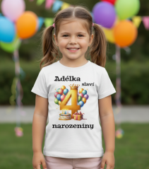 Narozeninové tričko balonky se jménem