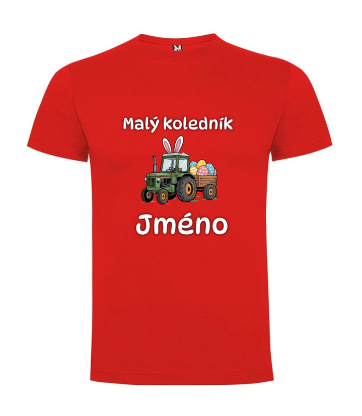 Dětské velikonoční tričko s vlastním jménem - motiv traktor - Farba: Tyrkysová