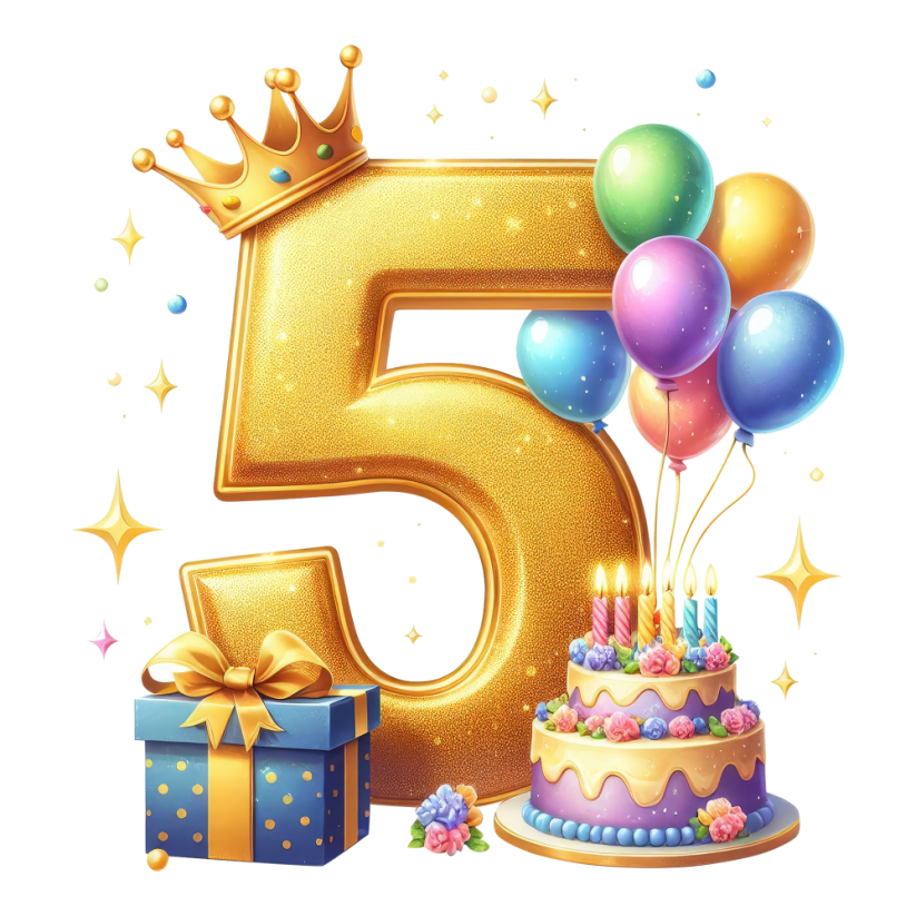 Narozeninové tričko balonky se jménem - Věk: 5