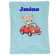 Minky deka se jména – motiv Medvídek v autíčku
