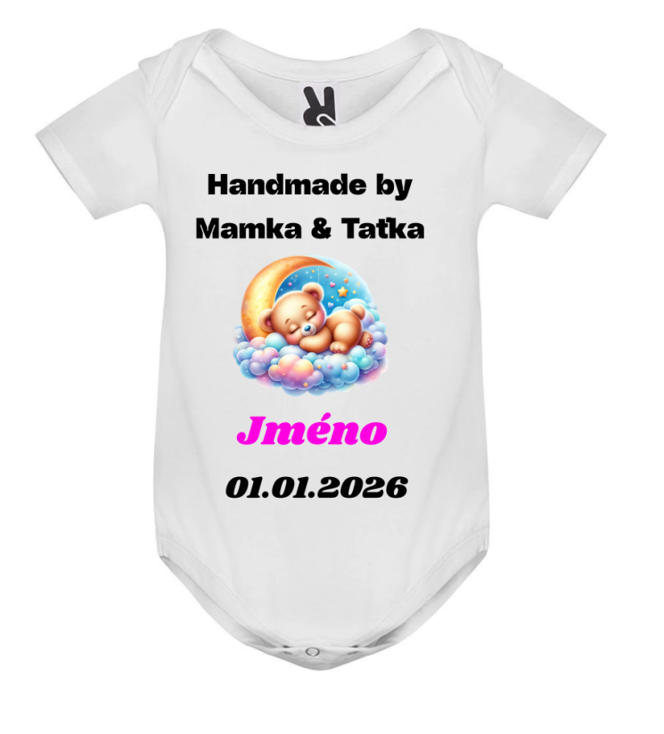 Body se jménem a datem narození Handmade by Mamka & Taťka - Barva: Růžová