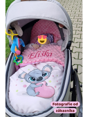 Minky deka koala srdca s vyšitým menom