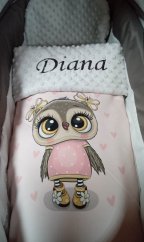 Minky deka sova copy s vyšitým menom