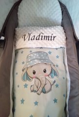 Minky deka slona s vyšitým jménem