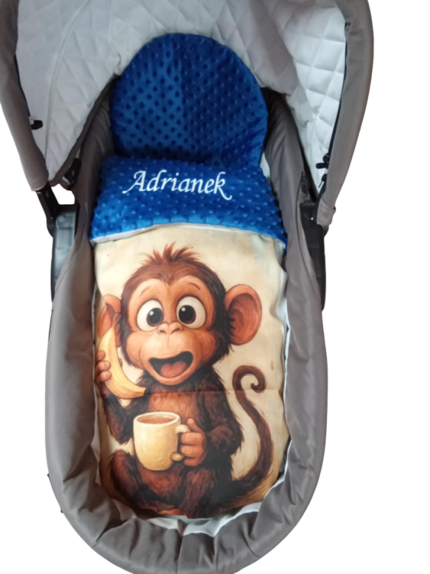 Minky deka s vyšitým menom opička