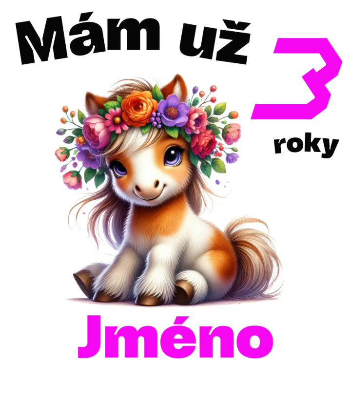 Narodeninové tričko poník s jménem - Věk: 3