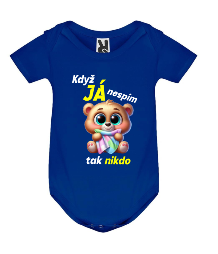 Body méďa Když JÁ nespím tak nikdo nespí - Barva: Modrá