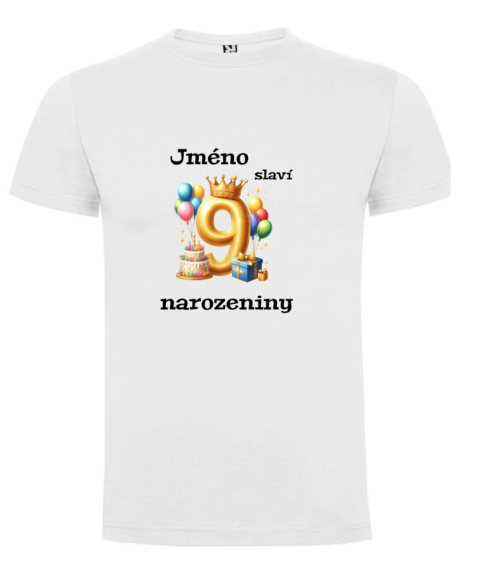 Narodeninové tričko balonky s jménem - Věk: 8