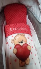 Minky deka medvídek srdce s vyšitým jménem