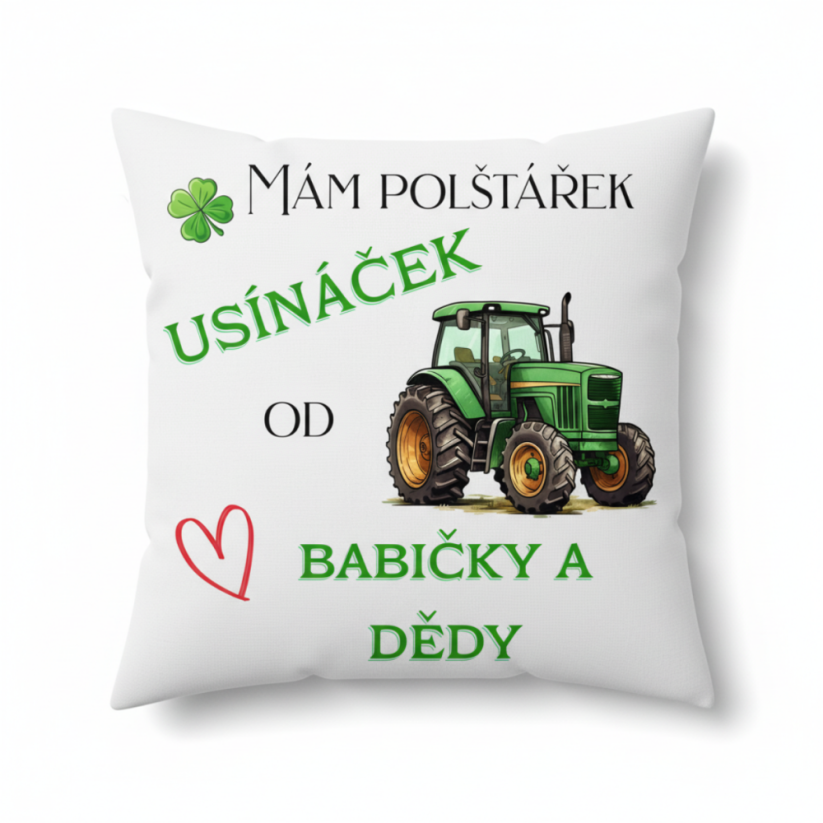 Polštář Usínaček traktor od babičky a dědy
