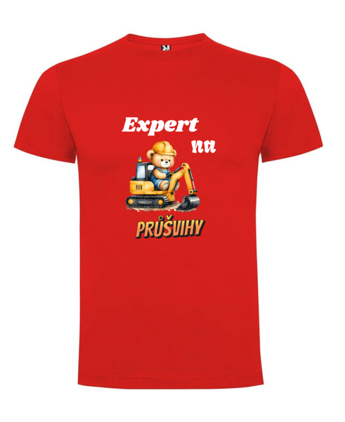 Tričko bagr Expert na průšvihy - Barva: Červená