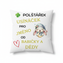 Polštář Usínaček od babičky a dědy - motiv zajíček - se JMÉNEM