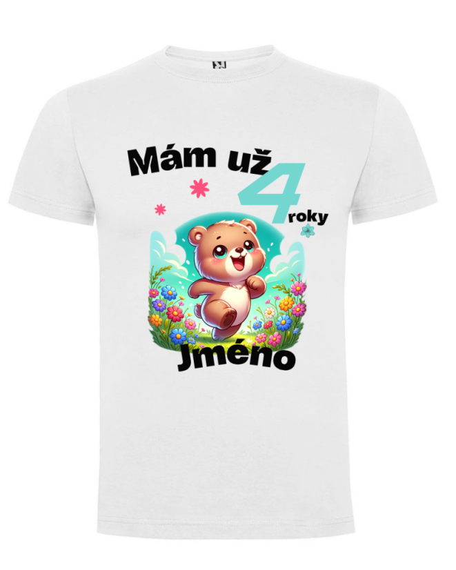 Narozeninové tričko medvídek s jménem