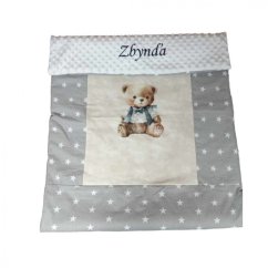 Minky deka s výšivkou jména – motiv medvěd