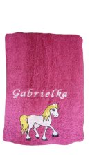 Osuška s výšivkou poníka + jméno