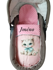 Minky deka s výšivkou jména – motiv kotě