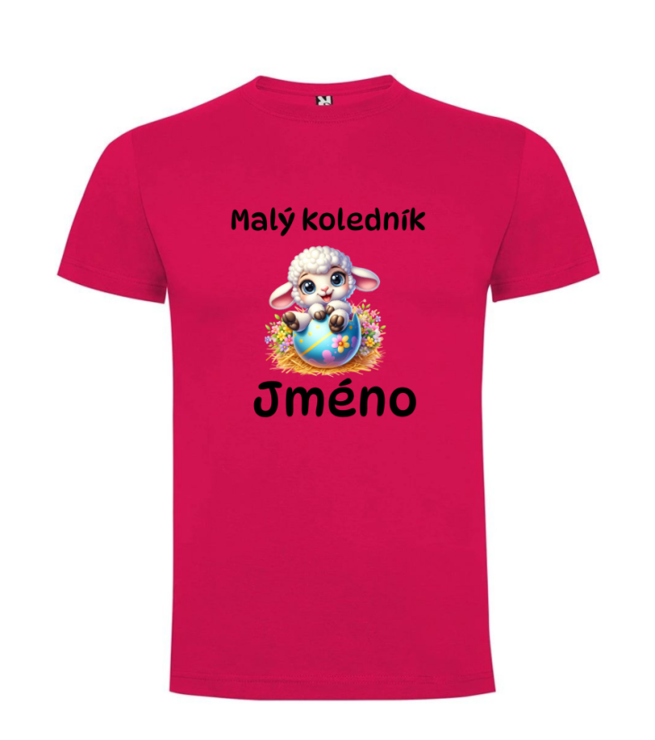 Dětské velikonoční tričko s vlastním jménem - motiv ovečka - Farba: Ružová