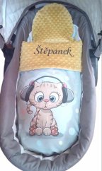 Minky deka kočka se sluchátky s vyšitým jménem