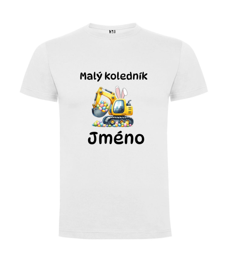 Dětské velikonoční tričko s vlastním jménem - motiv bagr - Farba: Tyrkysová