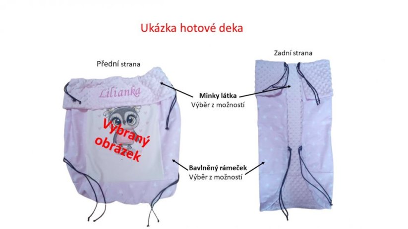 Nepadací deka dinosaurus s vyšitým jménem