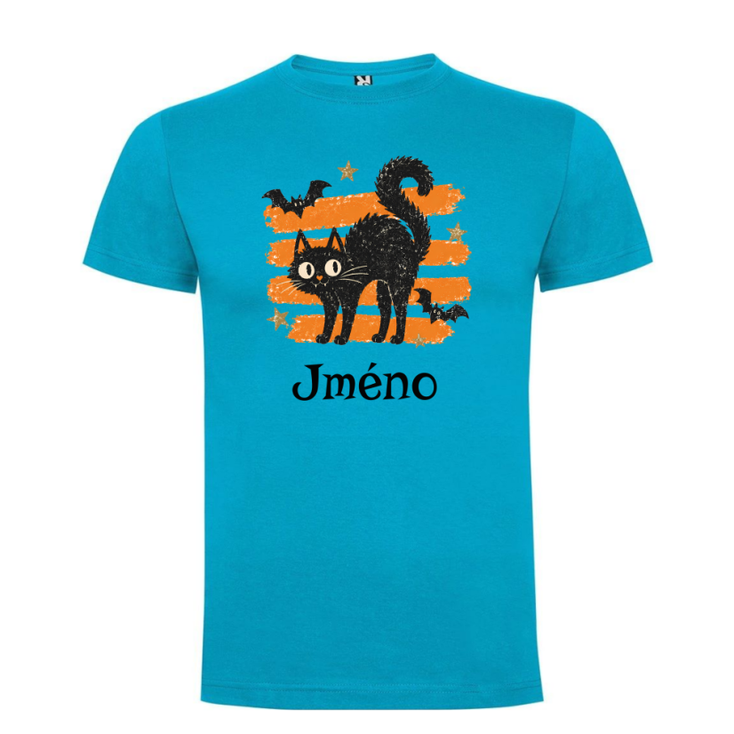 Dětské halloweene tričko se jménem - kočka