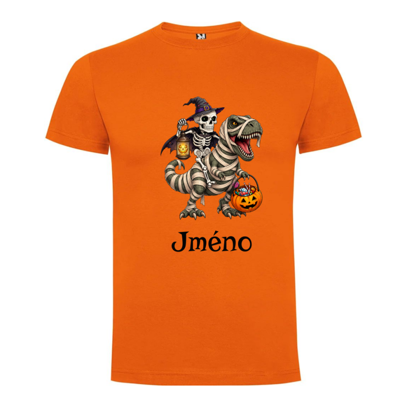 Dětské halloweene tričko se jménem - dinosaurus - Barva - dětského trička: Bílá