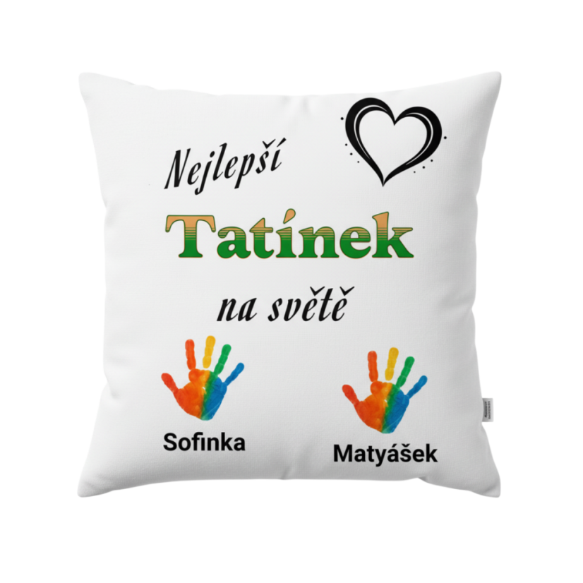 Vankúš pre otecko dlane s menami detí Vankúš pre otecko dlane s menami detí