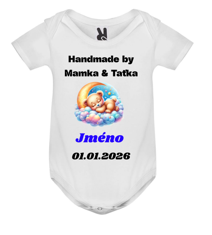Body se jménem a datem narození Handmade by Mamka & Taťka - Barva: Růžová