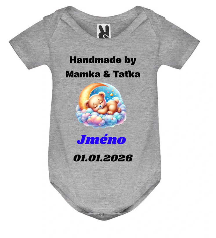Body se jménem a datem narození Handmade by Mamka & Taťka - Barva: Růžová