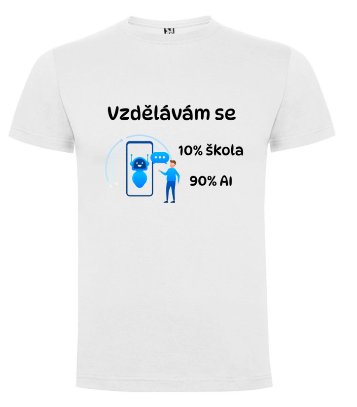Tričko 10% škola , 90% AI - Barva: Růžová