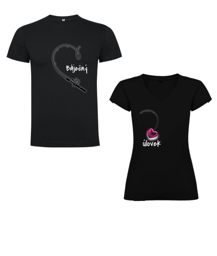 Párové tričko BÁJEČNÝ ÚLOVEK - Barva: Černá