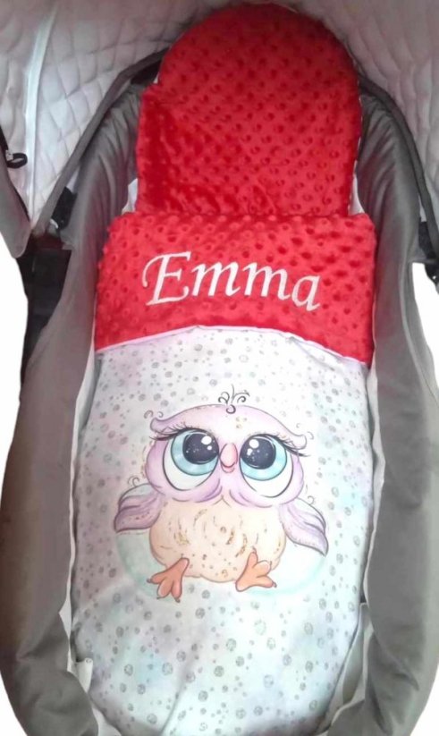 Minky deka s výšivkou jména – motiv sova