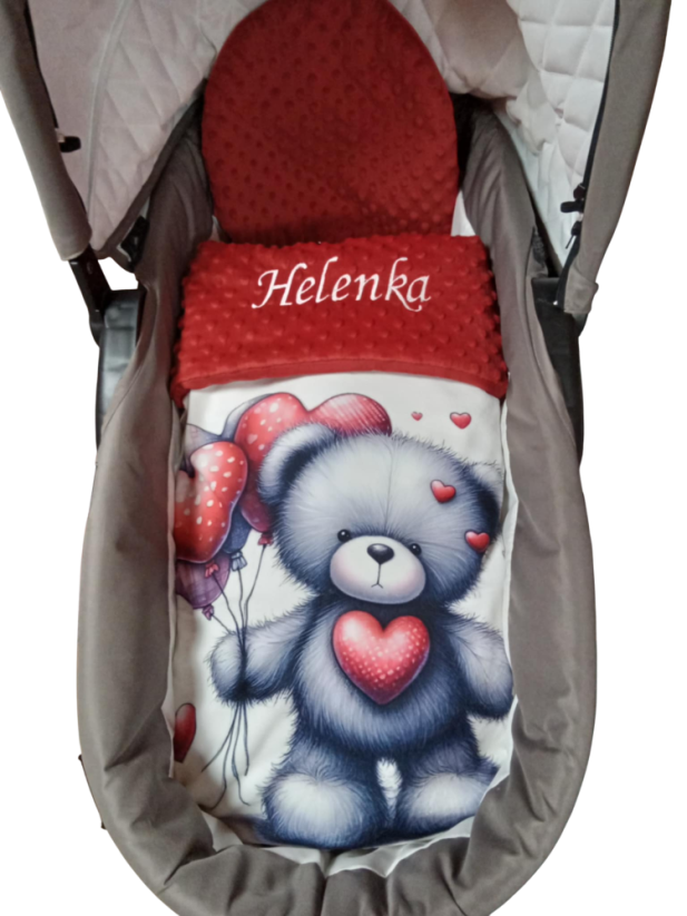 Minky deka s vyšitým jménem Méďa s balonkem
