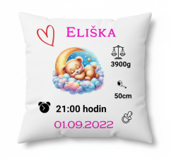Polštář s údaji o narození – motiv Medvídek