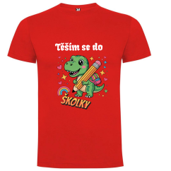 Dětské tričko s vlastním jménem: „Těším se do školky... motiv - dinosaurus