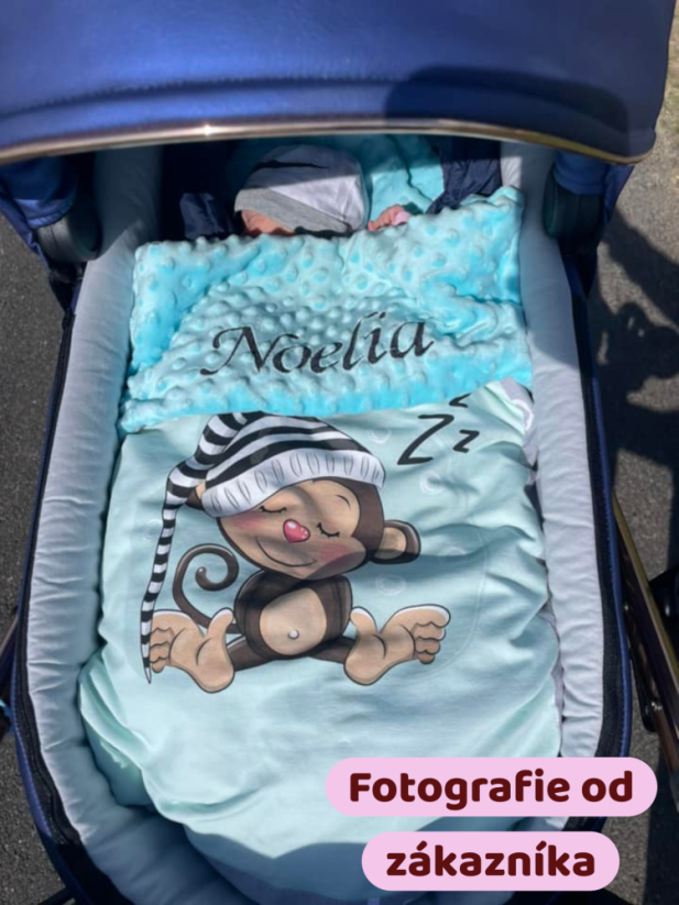 Minky deka opička s vyšitým menom