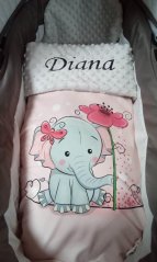 Minky deka slonice s vyšitým jménem