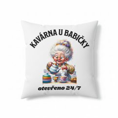 Polštář s motivem babičky - Kavárna u babičky otevčeno 24/7