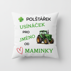Polštář Usínaček od maminky - motiv traktor - se JMÉNEM