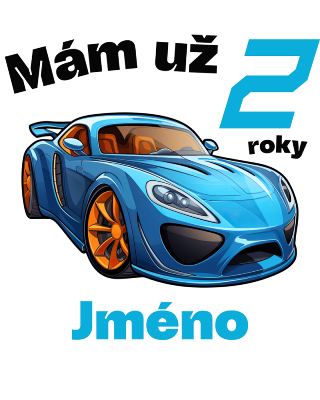 Narodeninové tričko auto s jménem - Věk: 2