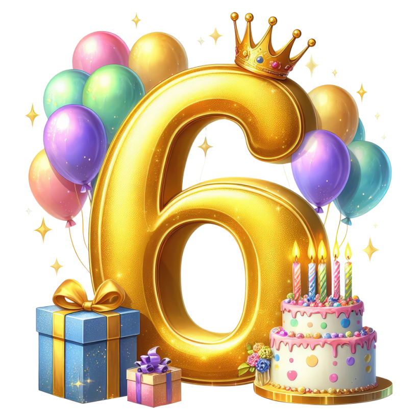 Narodeninové tričko balonky s jménem - Věk: 6