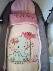 Minky deka slonice s vyšitým jménem