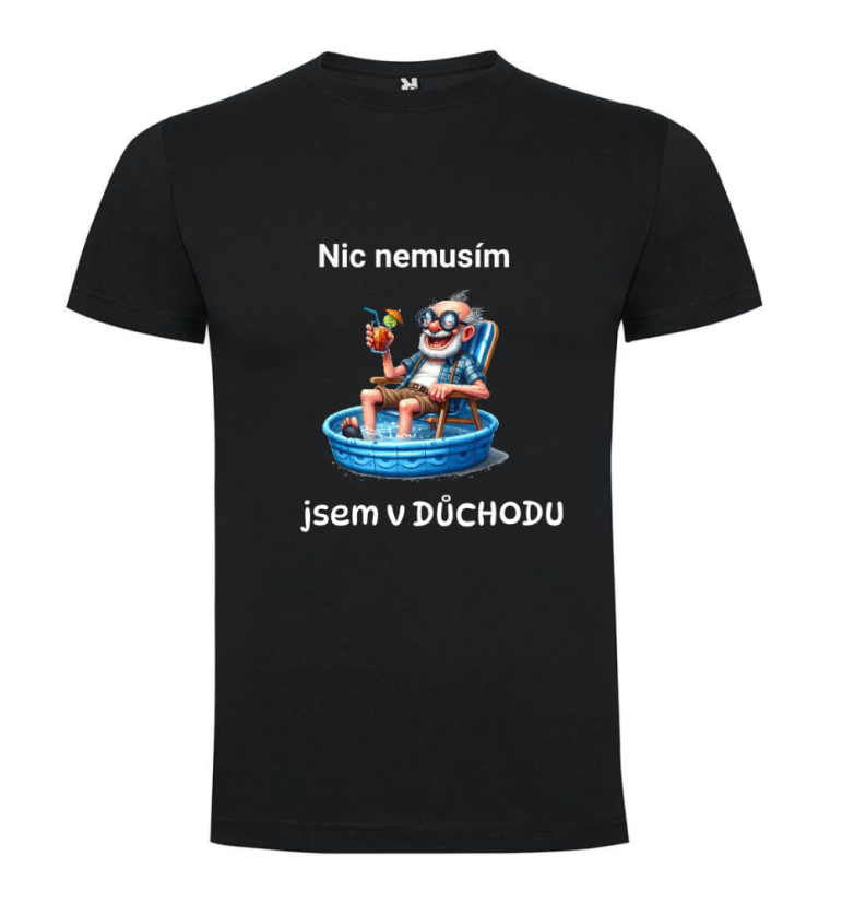 Pánské tričko - motiv dědečka - Nic nemusím jsem v důchodu - Barva: Bílá