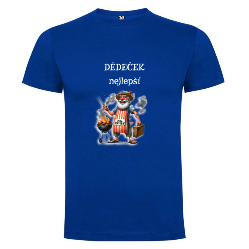 Pánské tričko - motiv dědečka - Dědeček nejlepší GRILLMASTESTR - Barva: Královsky modrá
