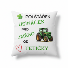Polštář Usínaček od tetičky - motiv traktor - se JMÉNEM