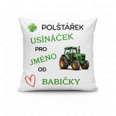 Polštář Usínaček od babičky - motiv traktor- se JMÉNEM