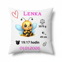 Vankúš s údajmi o narodeni včela