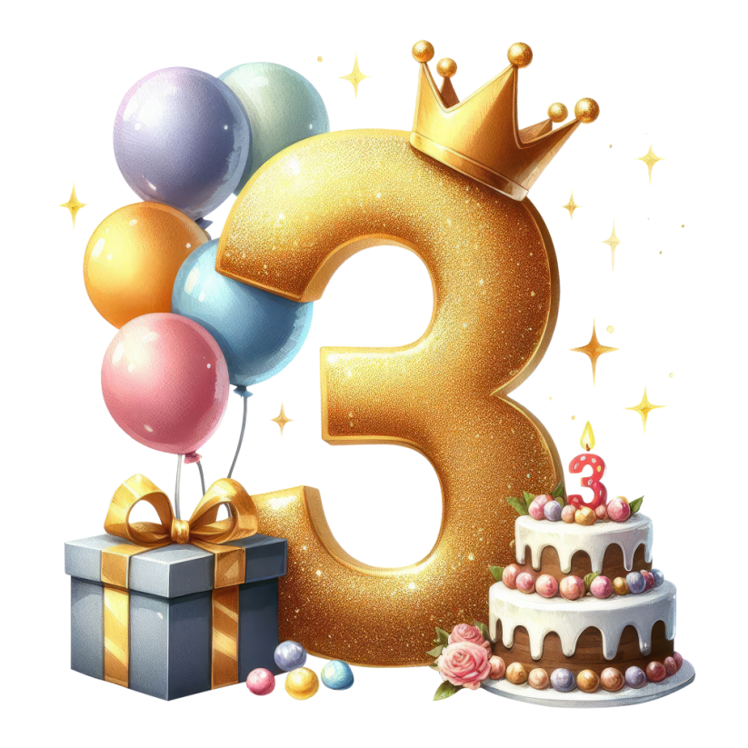 Narodeninové tričko balonky s jménem - Věk: 3