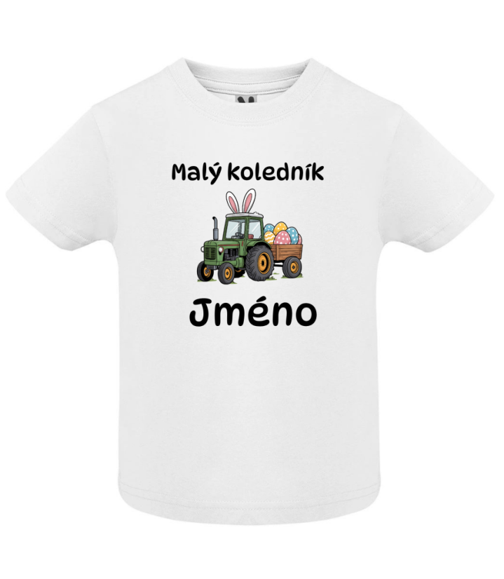 Dětské velikonoční tričko s vlastním jménem - motiv traktor - Farba: Tyrkysová